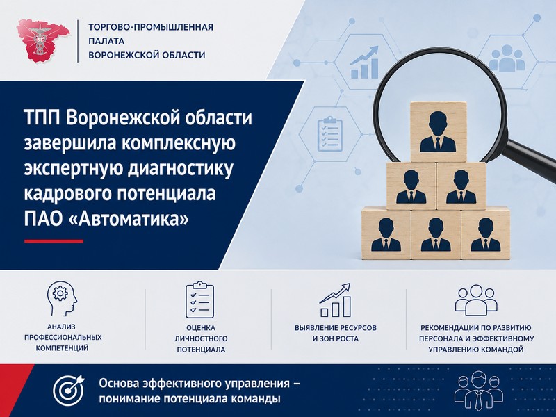 ТПП Воронежской области завершила комплексную экспертную диагностику кадрового потенциала ПАО «Автоматика»